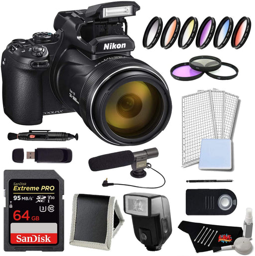 Nikon Coolpix P1000 Digital Camera Pro Bundle w/ 64GB Memory Card and Digital Slave Flash (International Model)