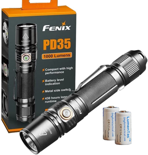 Fenix PD35 V2.0 2018 Upgrade 1000 Lumen Flashlight with 2X LumenTac CR123A Batteries