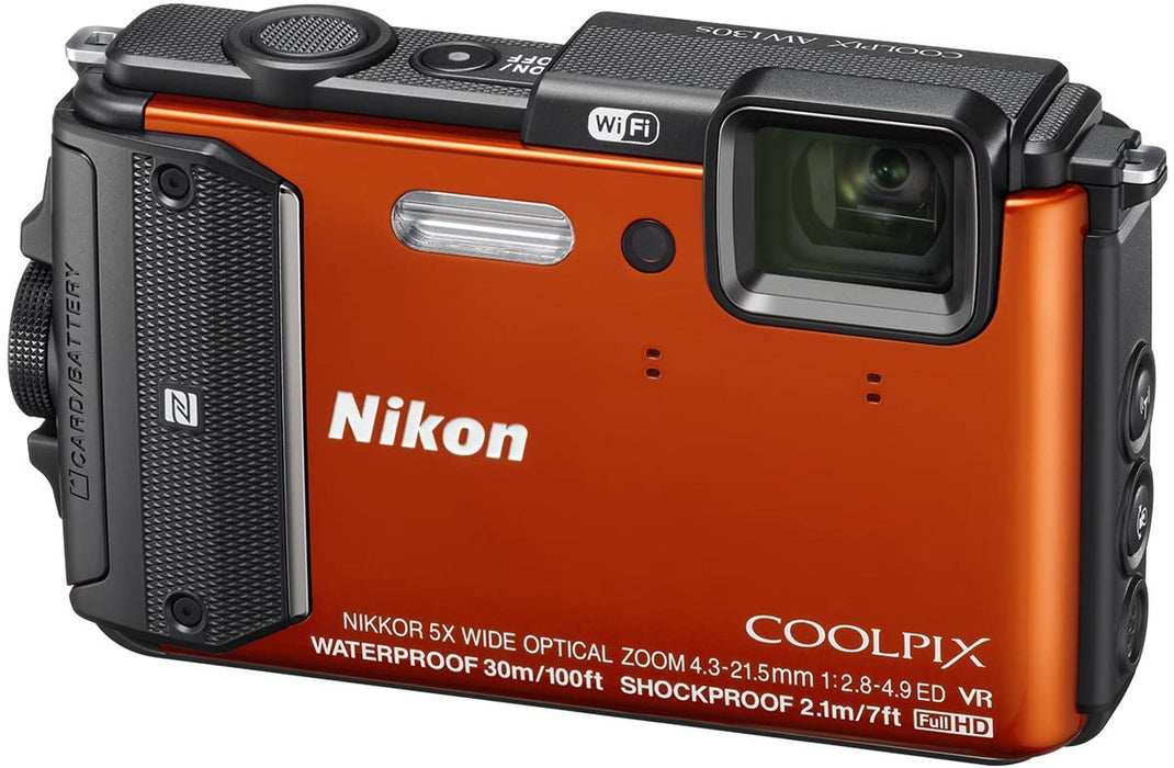 Nikon - Coolpix AW130 16.0-Megapixel Waterproof Digital Camera - Orange