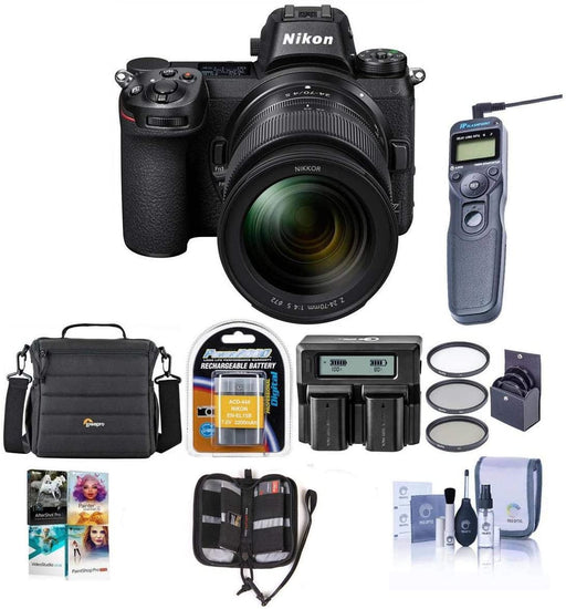 Nikon Z7 FX-Format Mirrorless Camera with NIKKOR Z 24-70mm f/4 S Lens - Bundle with Camera Case, Spare Battery, 72mm Filter Kit, Dual Charger, Remote Shutter Trigger, Pc Software Package, and More
