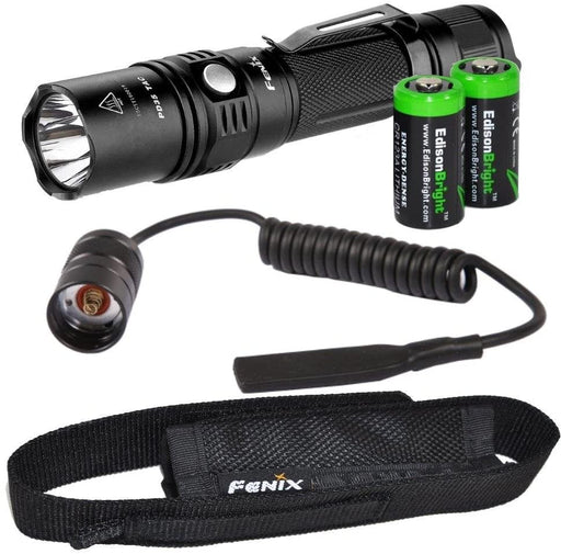 Fenix PD35 TAC 1000 Lumen CREE LED Tactical Flashlight AR102 Pressure Switch with Two EdisonBright CR123A Lithium Batteries