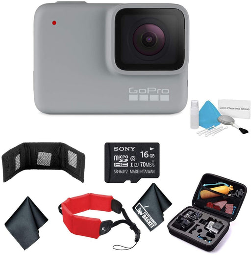 GoPro HERO7 White - Waterproof Digital Action Camera with Touch Screen 1080p HD Video 10MP Photos CHDHB-601- Bundle with 16GB Memory Card + Floating Wrist Strap