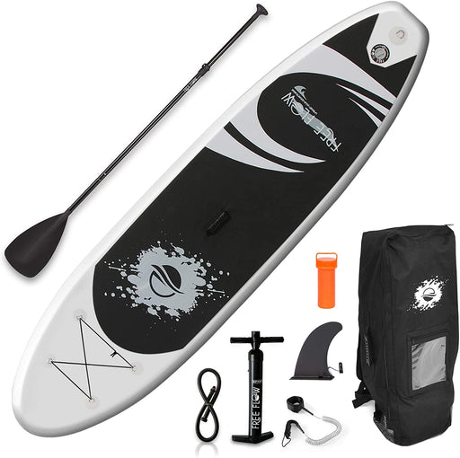 SereneLife Premium Inflatable Stand Up Paddle Board (6 Inches Thick) with SUP Accessories & Carry Bag | Wide Stance, Bottom Fin for Paddling, Surf Control