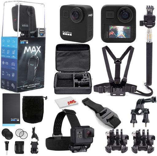 GoPro MAX 360 Waterproof Action Camera - Camera W/Touch Screen - Spherical 5.6K30 HD Video - 16.6MP 360 Photos - 1080p Live Streaming Stabilization - with Mega Accessory Kit - Get Rolling Bundle