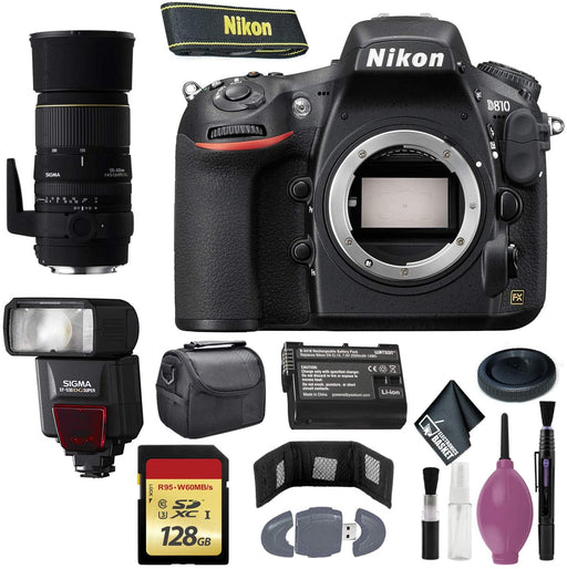 Nikon D810 DSLR Camera (Body Only) (International Model) - 128GB - Case - EN-EL15 Battery - EF530 ST & AF135-400 F4.5-5.6 DG APO Lens MOUN