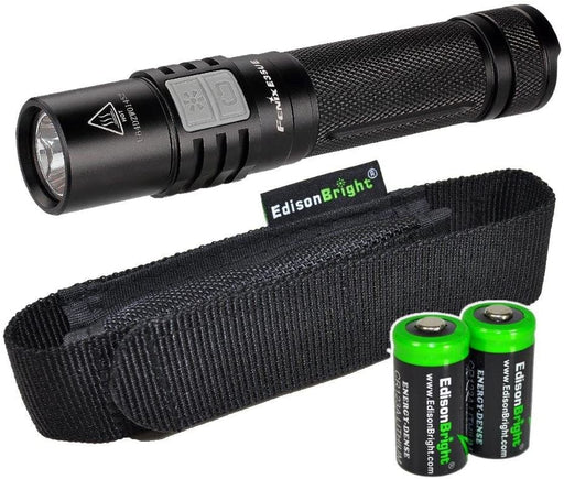 Fenix E35 Ultimate Edition 1000 Lumen (E35UE) CREE LED Flashlight with holster and Two EdisonBright CR123A Lithium batteries bundle