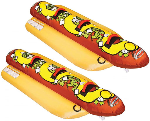 SportsStuff Hot Dog 3 Person Inflatable Boat Lake Water Towable Tube (2 Pack)