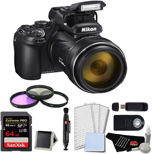 Nikon Coolpix P1000 Digital Camera Basic Bundle w/ 64GB Memory Card and Filter Kit (International Model)