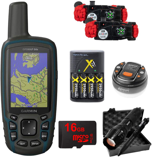 Garmin GPSMAP 64x Handheld GPS with 16GB Camping & Hiking Bundle (010-02258-00)