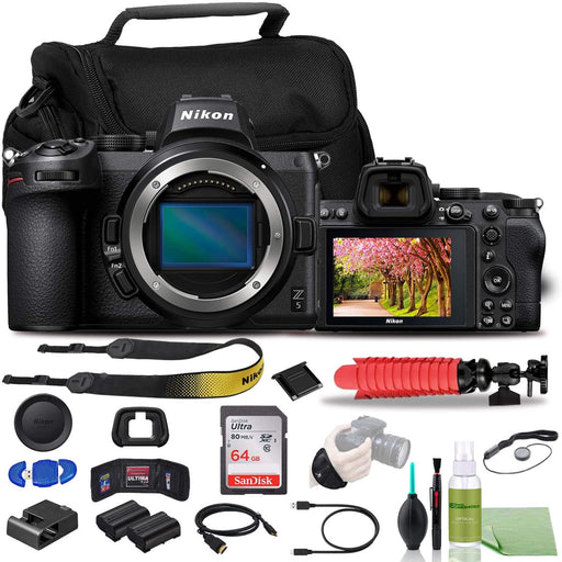 Nikon Z 5 Mirrorless Digital Camera (Body Only) USA Model (1649) + EN-EL15 Battery + SanDisk 64GB Card + Case + 12 Inch Flexible Tripod + Deluxe Cleaning Set + HDMI Cable + Hand Strap + More