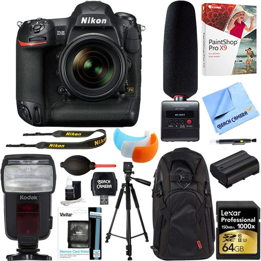 Nikon D5 20.8MP FX-Format Digital SLR Camera Body (XQD Version) + Tascam DR-10SG Audio Recorder and Shotgun Microphone + 64GB Accessory Bundle