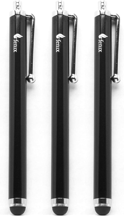 Fenix - Pack of Three Black Universal Stylus Pen with Matching Black Soft Rubber Tip for iPhone 4/5/5c/6/6+, iPad/iPad Air/iPad Mini, Samsung Galaxy S4/S5/S6/Edge, Kindle Fire