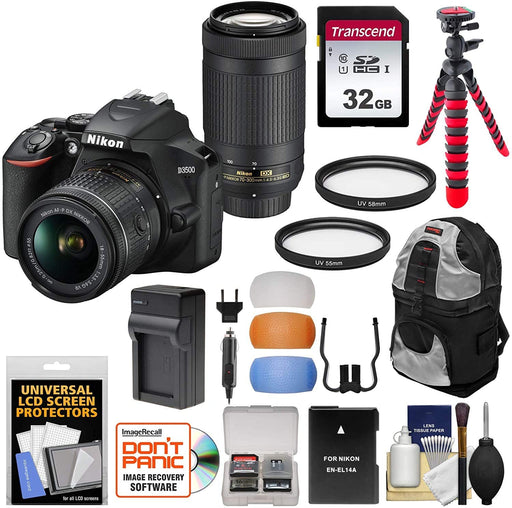 Nikon D3500 Digital SLR Camera & 18-55mm VR & 70-300mm DX AF-P Lenses with 32GB Card + Backpack + Battery + Charger + Tripod + Kit