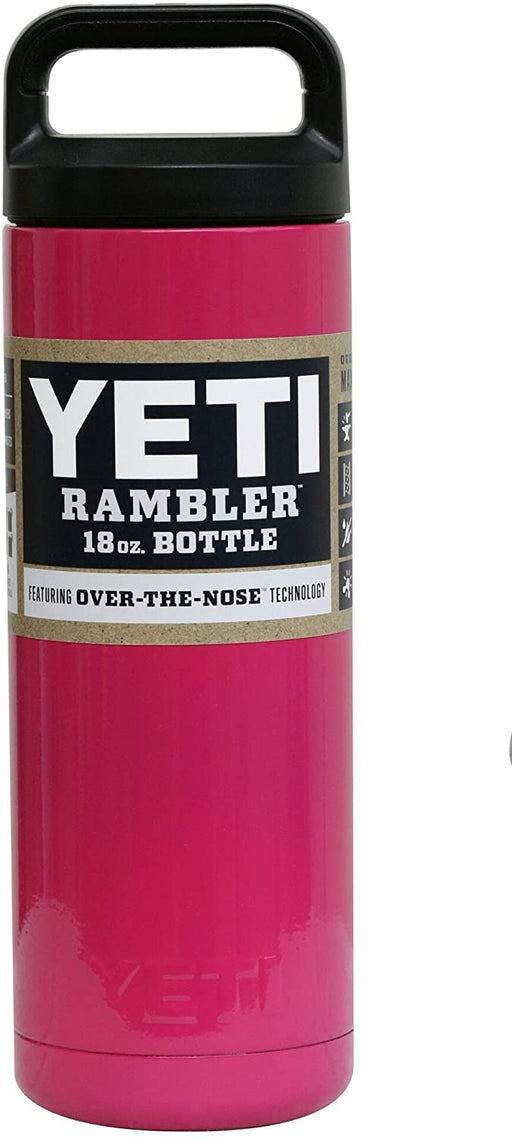 YETI Custom Powder Coated Rambler Stainless Steel Insulated Water Bottle, Fuchsia Pink - 18 oz.