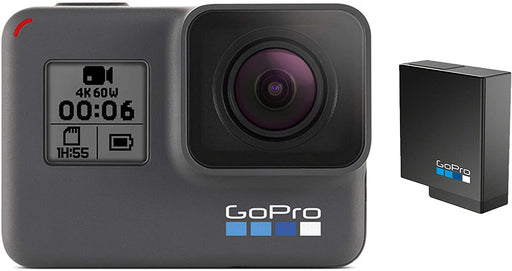 GoPro HERO6 Black + Extra Battery - E-Commerce Packaging - Waterproof Digital Action Camera with Touch Screen 4K HD Video 12MP Photos Live Streaming Stabilization