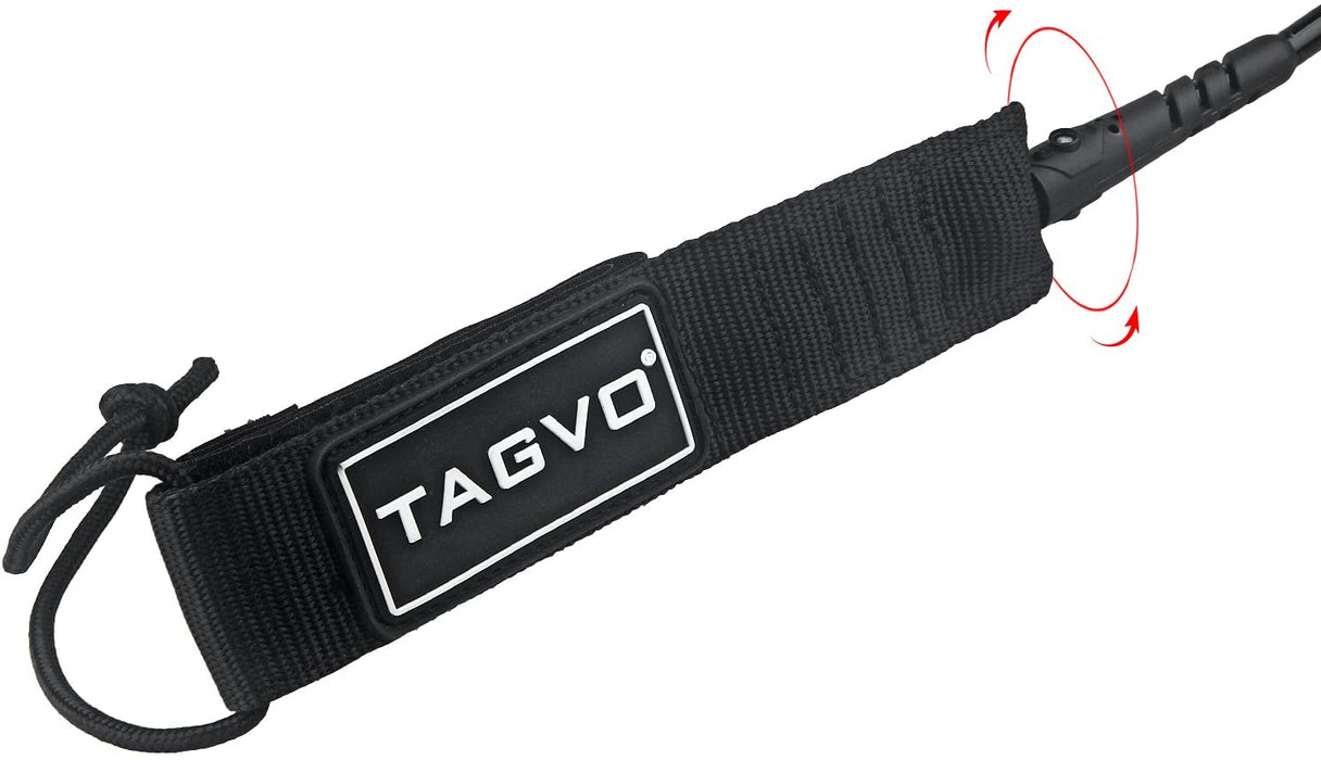 Tagvo Sup Leash Coiled 10' Super Strong 7mm Cord with Waterproof Waist Pouch, Comfortable Padded Neoprene Ankle Cuff Stand up Paddle Board Leash with Double Swivels Anti-rust