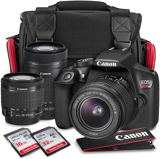 Canon EOS Rebel T6 DSLR Camera Bundle EF-S 18-55mm f/3.5-5.6 IS II Lens, EF-S 55-250mm f/4-5.6 IS STM Lens and Accessories (19 Items)