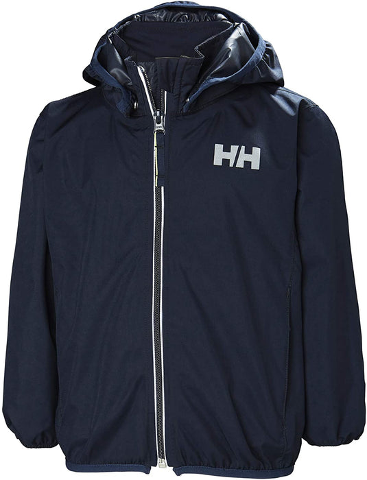 Helly Hansen Kids & Baby Helium Jacket Packable Lightweight Rain Coat, 597 Navy, Size 1