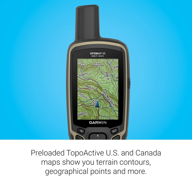 Garmin GPSMAP 65s, Button-Operated Handheld with Altimeter and Compass, Expanded Satellite Support and Multi-Band Technology