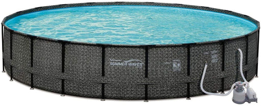 Intex Summer Waves 24ft x 52in Above Ground Frame Swimming Pool Set with Sand Pump