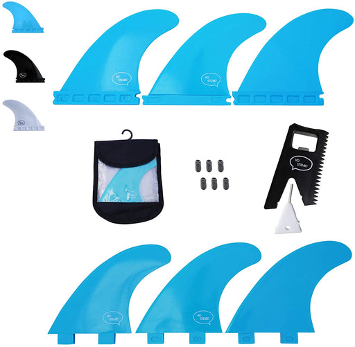 Ho Stevie! Fiberglass Reinforced Polymer Surfboard Fins - Thruster (3 Fins) FCS or Futures Sizes, with Fin Bag, Screws