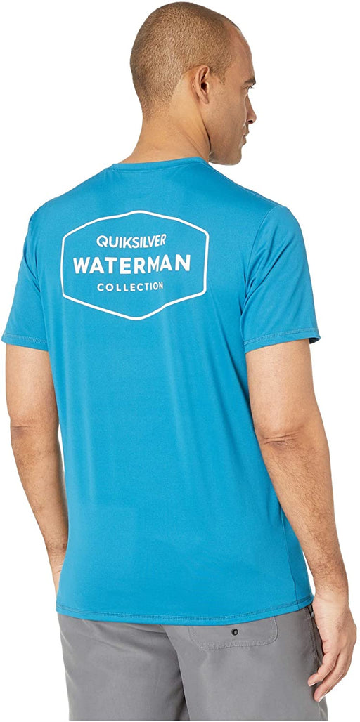 Quiksilver Waterman Men's Gut Check SS Short Sleeve Rashguard SURF Shirt, Blue, S