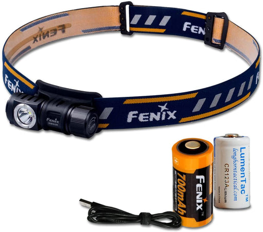 Fenix HM50R 500 Lumens Multi-Purpose Compact LED Headlamp Flashlight & Rechargeable Battery PLUS Additional LumenTac CR123A Battery