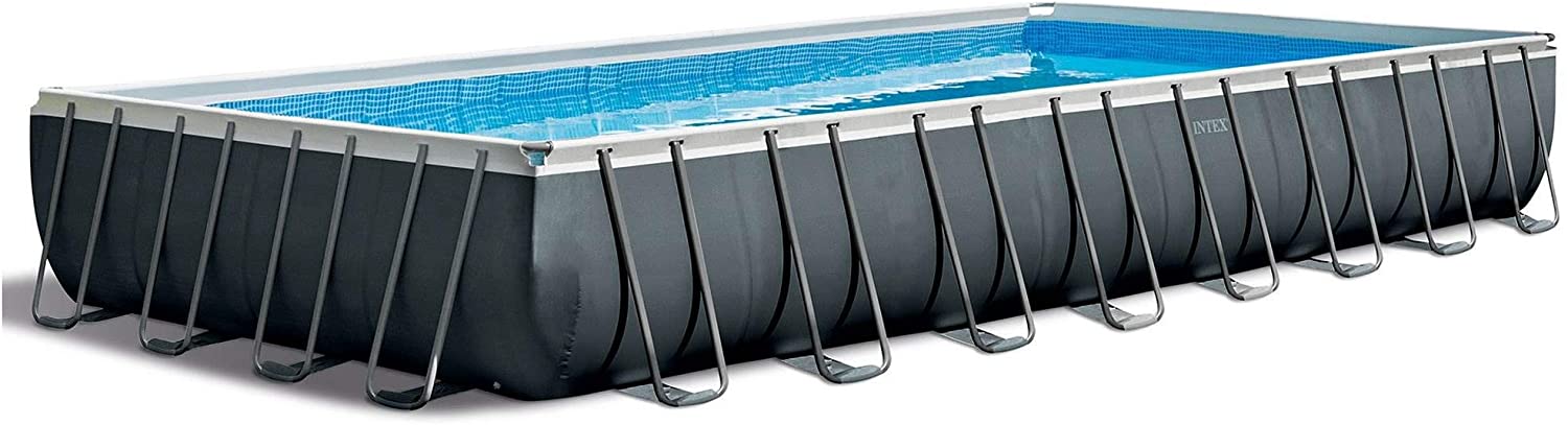 Intex 26373EH 32ft x 16ft x 52in Ultra XTR Frame Outdoor Above Ground Rectangular Swimming Pool Set with Sand Filter Pump, Ladder, Ground Cloth, Pool Cover, and Maintenance Kit