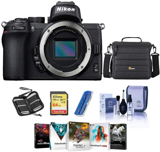 Nikon Z50 Mirrorless Camera Body - Bundle with Camera Case, 64GB SDXC Memory Card, Cleaning kit, Memory Wallet, Card Reader, PC Software Package