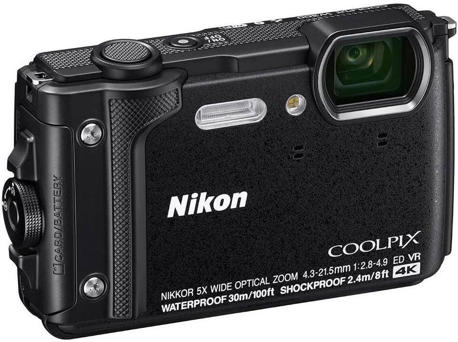 Nikon Coolpix W300 Point & Shoot Camera, Black - Bundle with 32GB SDHC Card, Camera Case, Spare Battery, Table Top Tripod, Compact Charger, Card Reader, Cleaning Kit, Software Package
