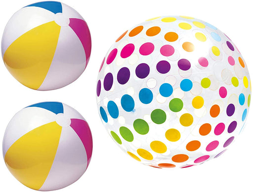 Intex Summer Big Beach Ball Set - One Jumbo Giant 42" Ball and Two Classic 24" Inflatable Color Balls for Beach and Pool