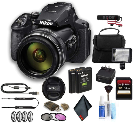 Nikon COOLPIX P900 Digital Camera (26499) Advanced Bundle W/Bag, Extra Battery, LED Light, Mic, Filters and More