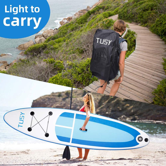 TUSY Inflatable Stand Up Paddleboards 10.6' with SUP Accessories Travel Backpack, Non-Slip Deck Adjustable Paddles