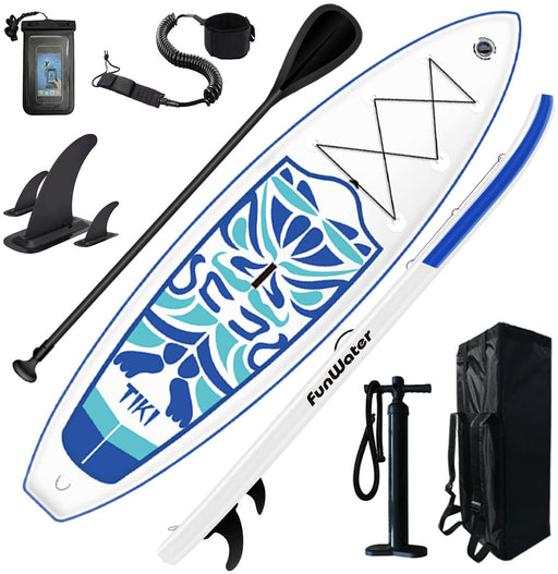 FunWater Inflatable 10'6×33"×6" Ultra-Light (17.6lbs) SUP for All Skill Levels Everything Included with Stand Up Paddle Board, Adj Paddle, Pump, ISUP Travel Backpack, Leash