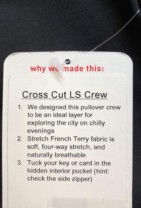 Lululemon Cross Cut LS Crew - BLK (Size XL)