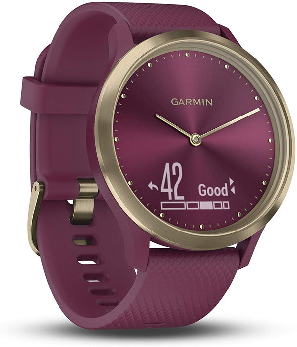 Garmin vivomove HR Sport, Hybrid Smartwatch for Men and Women, Merlot-Gold Small Medium 010-01850-17