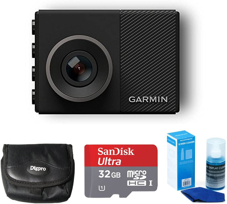 Garmin Dash Cam 45 Bundle with 32GB microSDHC Memory Card, Universal Screen Cleaning, and Ultra-Compact Carrying Case