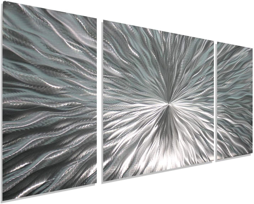 Statements2000 Silver Modern Metal Wall Art Sculpture by Jon Allen - Multi Panel Tryptych Home Décor, Vortex 3P