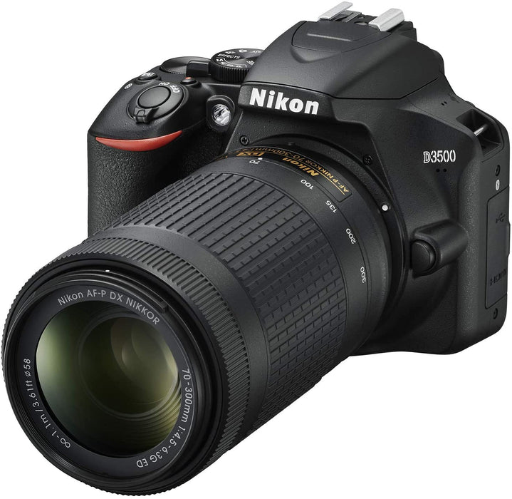 Nikon 1588 D3500 24.2MP DSLR Camera with AF-P 18-55mm VR Lens & 70-300mm Dual Zoom Lens Kit Bundle with 16GB Memory Card, Photo and Video Professional Editing Suite and Camera Bag for DSLR Cameras