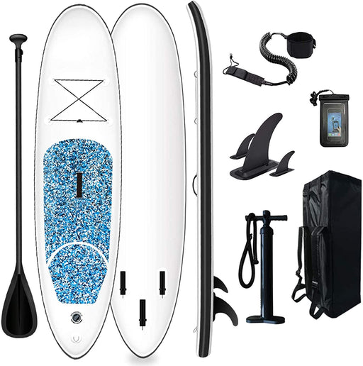 DANWJDP Inflatable Stand Up Paddle Board, 16cm Thick SUP with Accessories, Carry Bag, Adjustable Paddle, Hand Pump, Bottom Fin, Ankle Leash, Non-Slip Deck, 305 x 76 x 15 cm