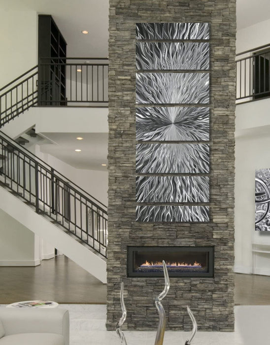 Statements2000 Silver Modern Metal Wall Art Sculpture by Jon Allen - Multi Panel Tryptych Home Décor, Vortex 3P
