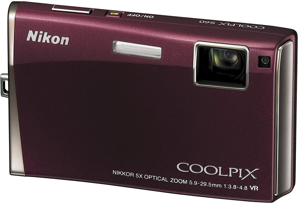 Nikon Coolpix S60 10MP Digital Camera with 5x Optical Vibration Reduction (VR) Zoom (Burgundy)