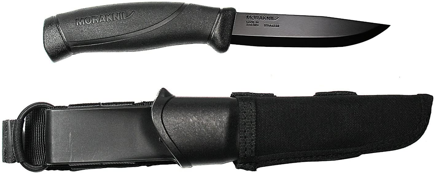 Morakniv Companion Fixed-Blade Tactical Knife with Black Sandvik Stainless Steel Blade