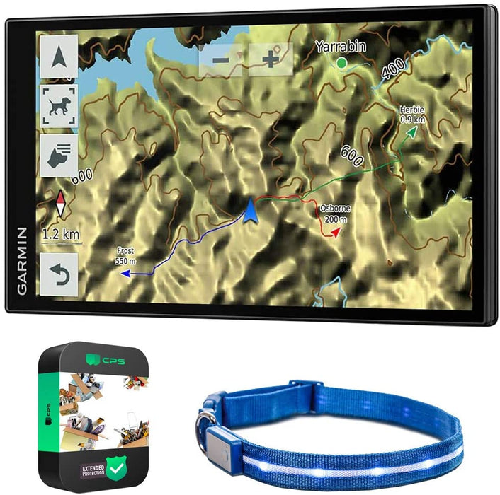 Garmin 010-01982-00 DriveTrack 71 in-Vehicle Dog Tracker GPS Navigator with Enhanced Connectivity Bundle with Deco Pet 18-Inch LED Dog Collar w/3 Light Modes and 1 Year Extended Protection Plan