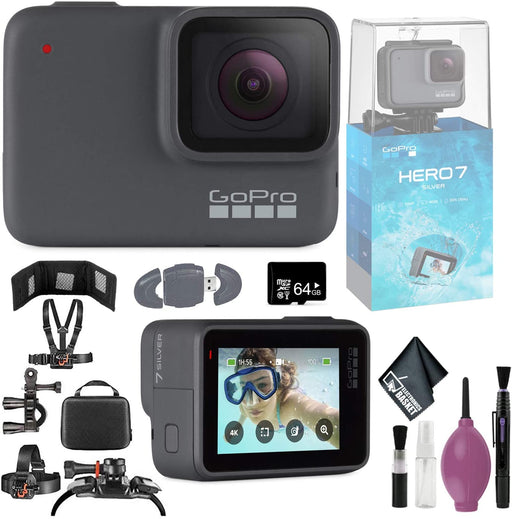GoPro HERO7 Silver - 64GB Memory Card - Memory Card Wallet + Reader - Case - Mounting Kit - Cleaning Kit + More