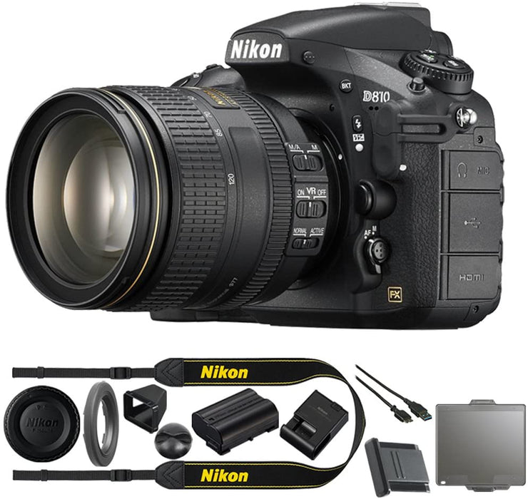 Nikon D810 FX-Format Digital SLR Camera (1556) + AF-S 24-120mm ED VR Lens Dual Battery Accessory Bundle