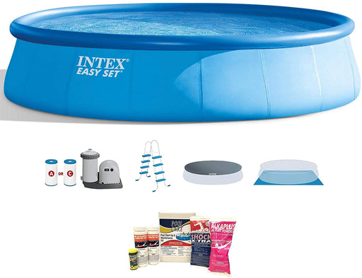 Intex 18ft x 48in Foot Inflatable Easy Set Pool with Pump and Maintenance Kit
