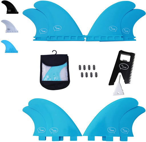 Ho Stevie! Fiberglass Reinforced Polymer Surfboard Fins - Quad (4 Fins) FCS or Futures Sizes, with Fin Bag, Screws