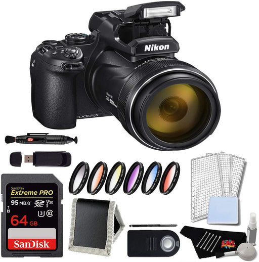 Nikon Coolpix P1000 Digital Camera Advanced Bundle w/ 64GB Memory Card and 6 Piece Filter Kit (International Model)