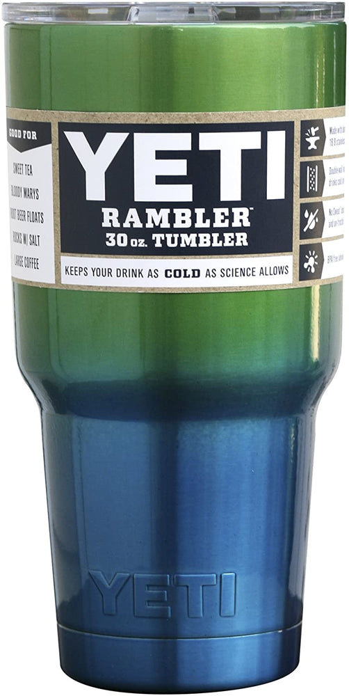 Yeti Rambler 30 Oz, Stainless Steel, Powder-coated, Custom Colors (Caribbean Blue/Candy Green Apple)